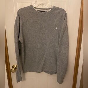 Polo Ralph Lauren Light Gray Crewneck Thermal Waffle Knit Shirt